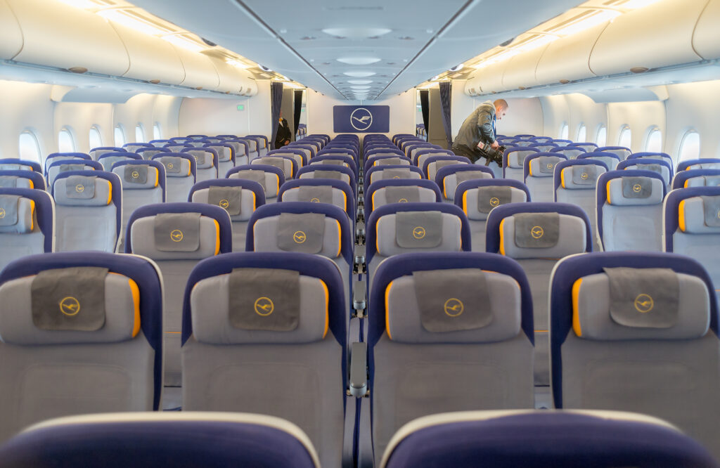Inside,The,Airbus,A380,Second,Class,,Comfortable,Interior,With,10